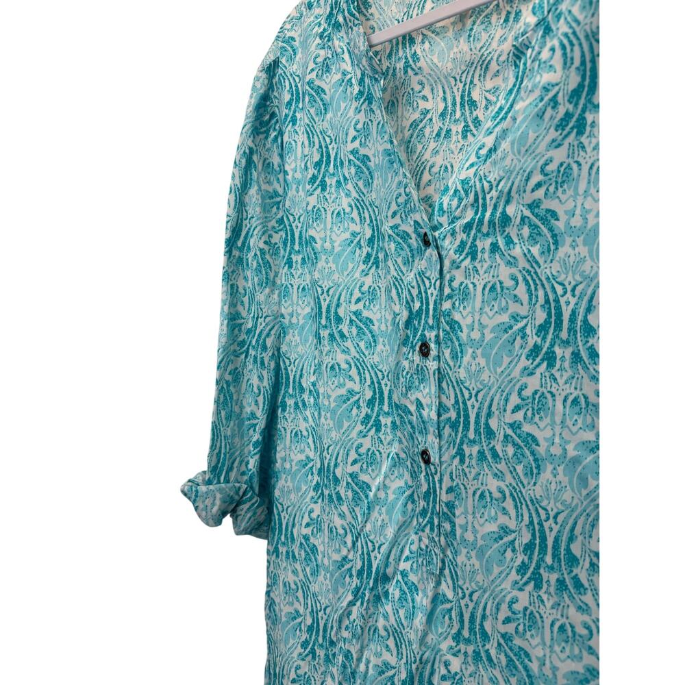 Grande & Greene Women's Green Floral Boho Peasant Tunic Top Size XL 3/4 Sleeves - Picture 3 of 6